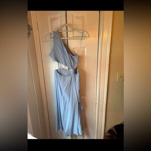One-Shoulder Cutout Maxi Dress in Light Blue